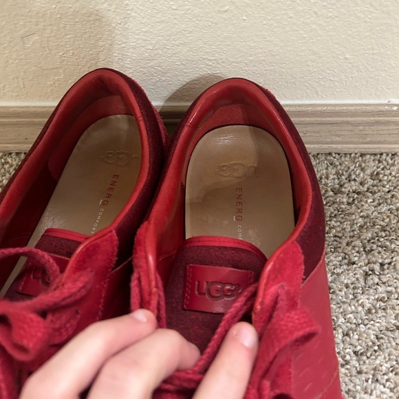 UGG Trigo Sneaker Shoes Men’s Red Leather Suede Size 13 Energ Comfort Canvas Run - Picture 7 of 10